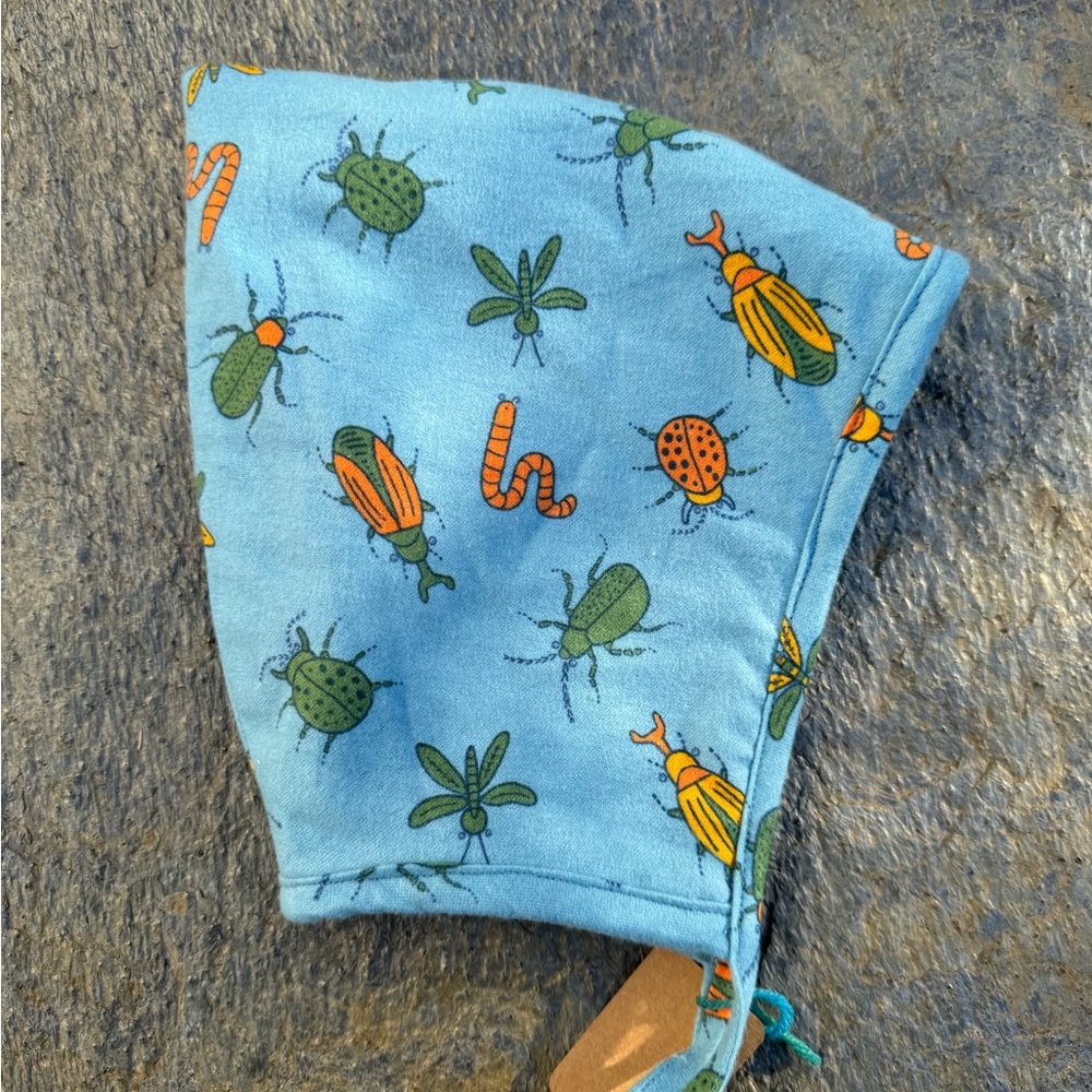 Handmade by me- Gnome hat, Kids Insect Print Blue Hat